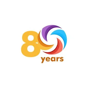 80 Year Anniversary Rainbow Vector Template Design Illustration Stock Illustration
