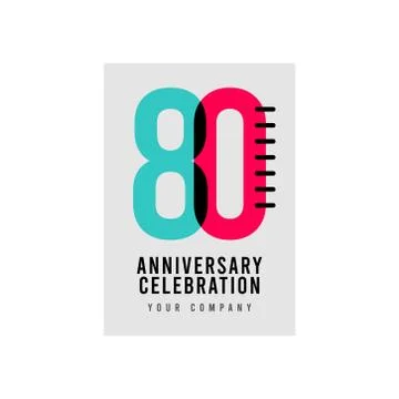 80 Year Anniversary Vector Template Design Illustration Illustrazione stock
