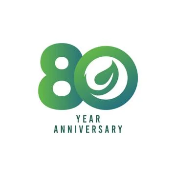 80 Years Anniversary Leaf Vector Template Design Illustration Stock Illustration