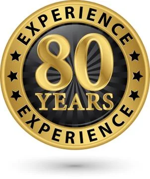 80 years experience gold label, vector illustration Illustrazione stock