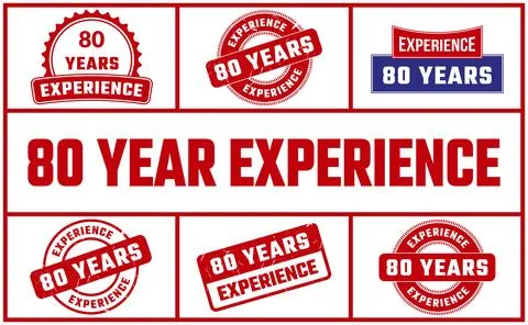 80 Years Experience Rubber Stamp Set Stock Illustration