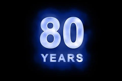 80 years text with blue glow Stock Illustration