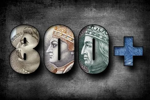 800 Plus Polish Social Program Inscription 스톡 사진