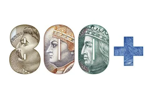 800 Plus Polish Social Program Inscription Isolated 스톡 사진