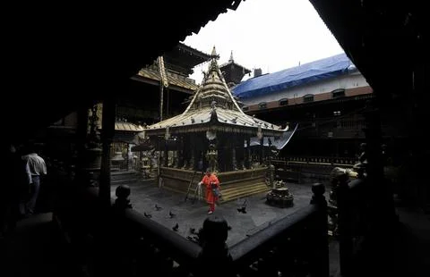 800-year-old Buddhist scripture in Nepal restored using golden ink, Lalitpur - 1 Stock Photos