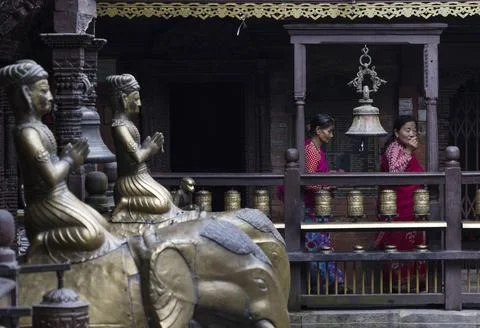 800-year-old Buddhist scripture in Nepal restored using golden ink, Lalitpur - 1 Stock Photos