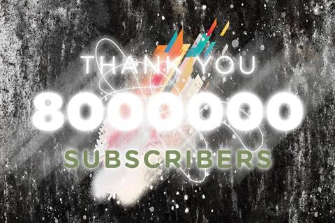 8000000 subscribers celebration greeting banner with  Gleam Design Stock Illustration