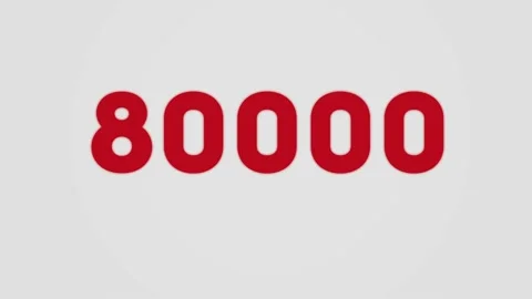 80k Minimalistic Design Counter. Red Numbers on the White Font. Stock Footage 132052636