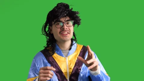 80s 90s Man Talking With Gestures Green Screen Chroma Key Stock Footage 151220804