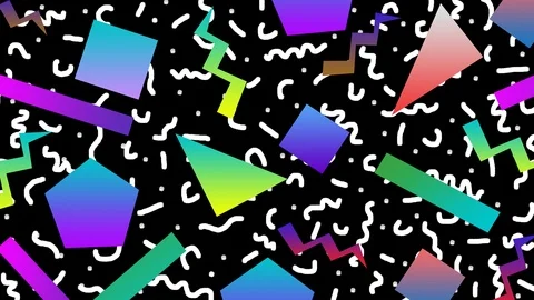 80s 90s Memphis Background Patern Shapes Retro Stock Footage 125115560