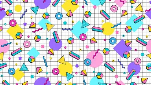 80s 90s memphis pattern, abstract background Illustrazione stock