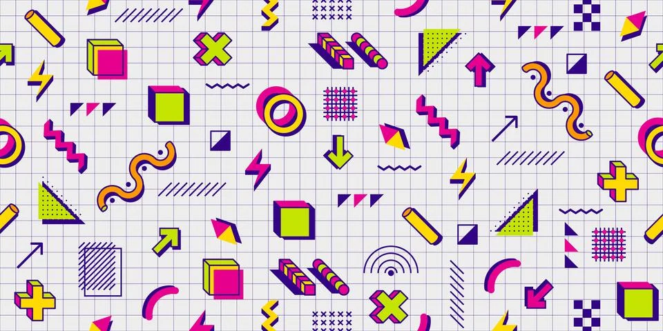 80s 90s Memphis seamless pattern vector background Stock Illustration