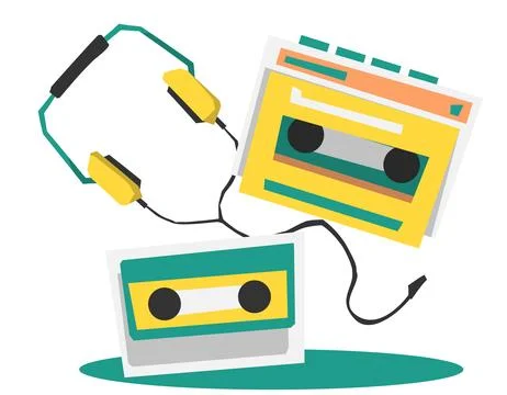 80s 90s portable player set, Stock Illustration