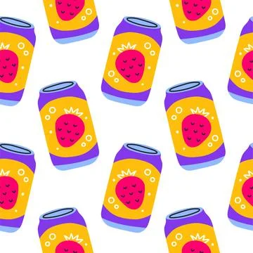 80s 90s seamless pattern in modern style flat, line style. Hand drawn vector Stock Illustration