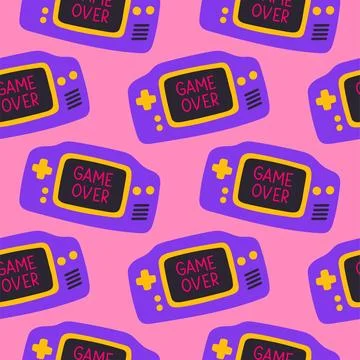 80s 90s seamless pattern in modern style flat, line style. Hand drawn vector Stock Illustration