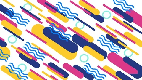 80s 90s Style Background Abstract Shapes Animation Stock Footage 125115830