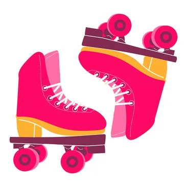 80s and 90s Retro Roller Skates in Bright Crimson Stock Illustration