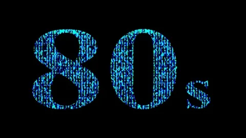 80s animation on black background. 1920 x 1080 full HD Stock Footage 74710867
