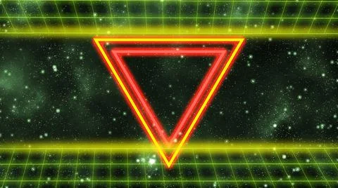 80s background with geometric neon triangles in space Stock Illustration