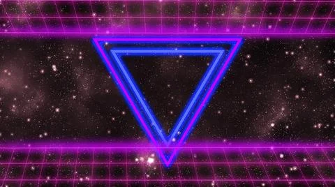80s background with neon triangles in space Stock Illustration