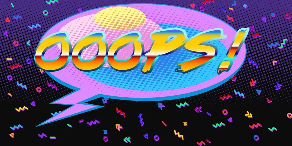 80s background. oops Comic bubble balloon Illustrazione stock