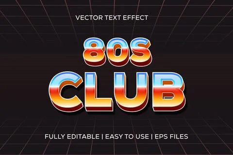 80s club vector text effect editable Stock Illustration