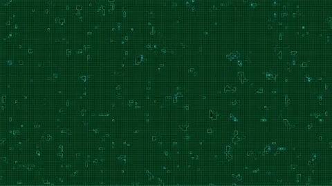 80s+ Digital Tech Grid Circuit Loop with Green Microchip Elements Stock Footage 345698685