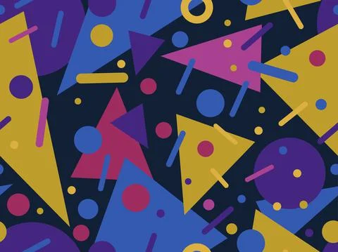 80s geometric seamless pattern in boho color palette. Abstract pastel color Stock Illustration