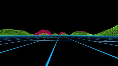 80s grid abstract background. 3d animation Stock Illustration