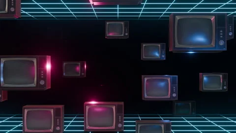 80s Grid and TV Stock Footage 315036631