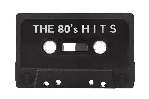 The 80s hits, old vintage 80's audio, hit songs compilation, retro mixtape Stock Photos