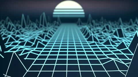 80S Low Poly Loop Animation. Retrowave T... | Stock Video | Pond5