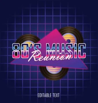 80's Music Reunion Text Effects. Editable Text Effect. Stock Illustration