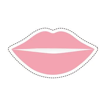 80s patch of a pink lips Stock Illustration