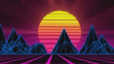 80s Retro Animated Sunset 