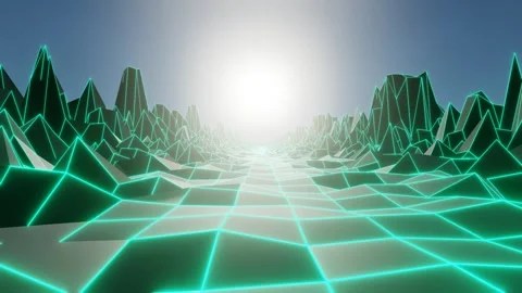 80s Retro Background Loop Animation with Retrowave and Vaporwave Landscape Stock Footage 300656058