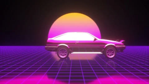 80s Retro Car Loop Video futuristic sci-fi Stock-Footage 163543114