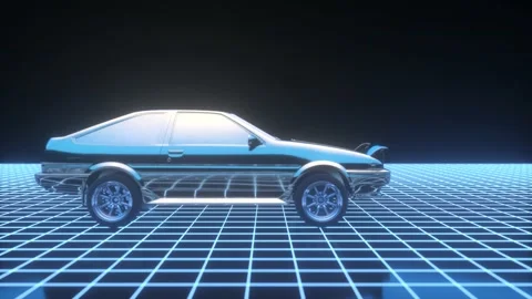 80s Retro Car Loop Video futuristic sci-fi Stock-Footage 163543115