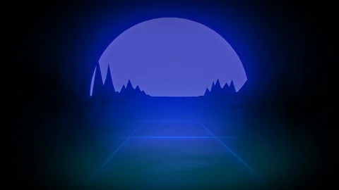 80s retro dark night background animation. Retrowave horizon with moon lights Stock Footage 128950721