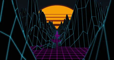 80s Retro Futurism Background Loop 3d render Stock Footage 133984870