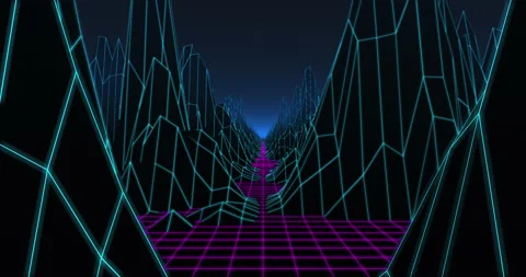 80s Retro Futurism Background Loop 3d render Stock Footage 134300892