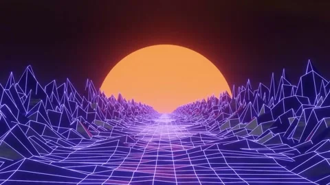 80s retro futuristic sci-fi seamless loop Video stock 130896065