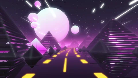 80s Retro Futuristic Sci-fi Seamless Loop Stock Footage 231498768