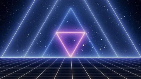 80s Retro Sci-Fi Background Futuristic Grid landscape. Digital cyber surface Stock Illustration