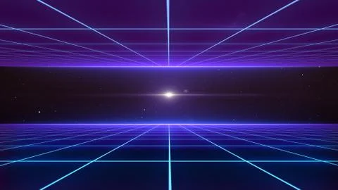80s Retro Sci-Fi Background Futuristic Grid landscape. Digital cyber surface Stock Illustration