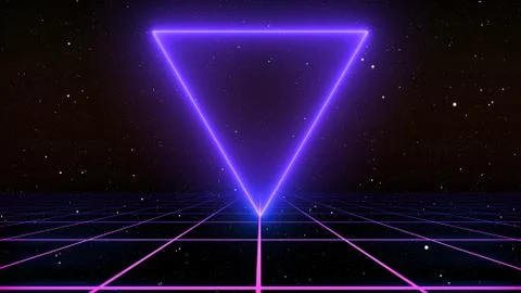 80s Retro Sci-Fi Background Futuristic Grid landscape. Digital cyber surface Stock Illustration