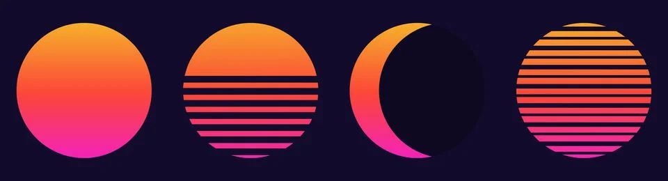 80s retro sunset Stock Illustration