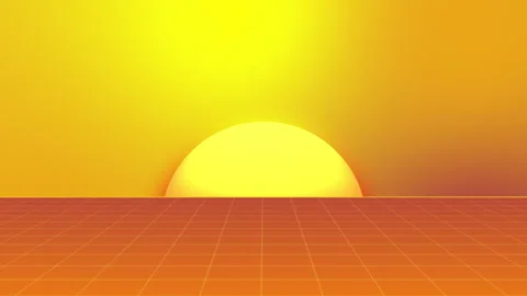 80s Retro Synthwave Background with Glowing Sun and Perspective Grid. Video stock 328703552