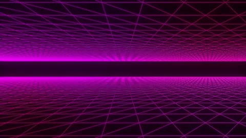 80s Retro Synthwave Neon Grid Landscape Loop Vídeo Stock 347127262