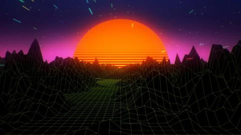 80s Retro Terrain Stock Illustration